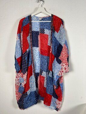 Ariat Women's Americana Patchwork Smokestack Kimono One Size Lightweight Boho